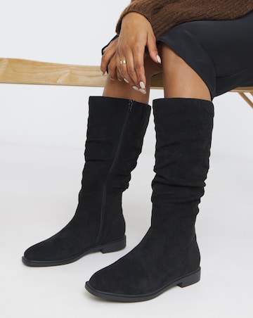 Pebble Knee High Ruched Boots - Standard Fit (D) & Standard Calf