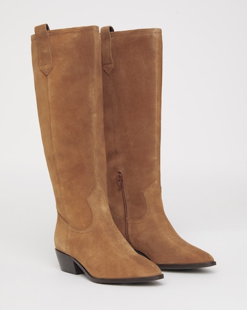 Bonnie Knee High Suede Western Boots - Wide Fit (E) & Curvy Calf