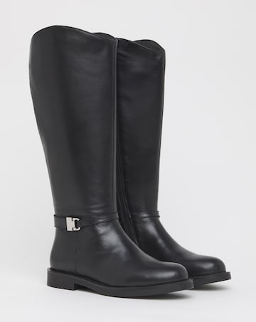 Jemimah Leather Knee High Riding Boots - Extra Wide Fit (EEE) & Super Curvy Calf