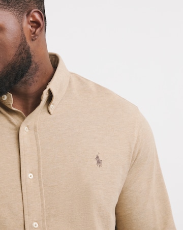 Polo Ralph Lauren Tan Long Sleeve Jersey Stretch Shirt