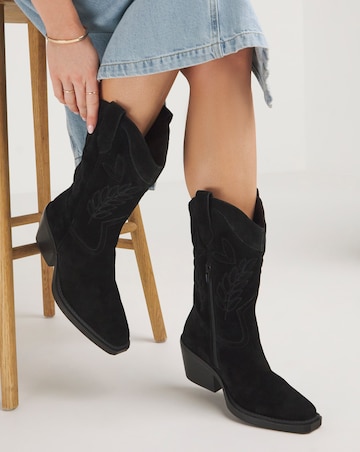 Bobbie Calf Western Boots Suede Extra Wide EEE Fit Standard Calf