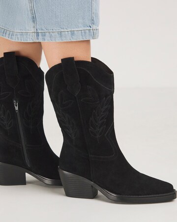 Bobbie Calf Western Boots Suede Extra Wide EEE Fit Standard Calf