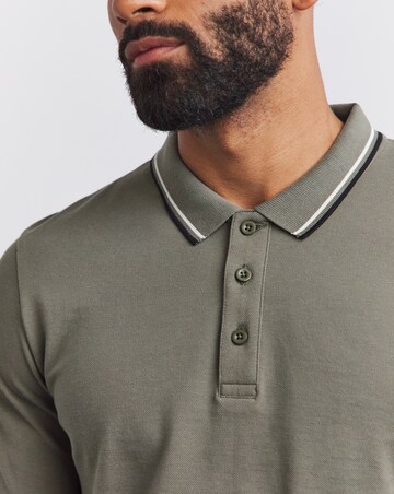 Long Sleeve Tipped Pique Polo Long