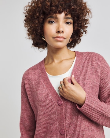 Rose Pink Rib Longline Cardigan