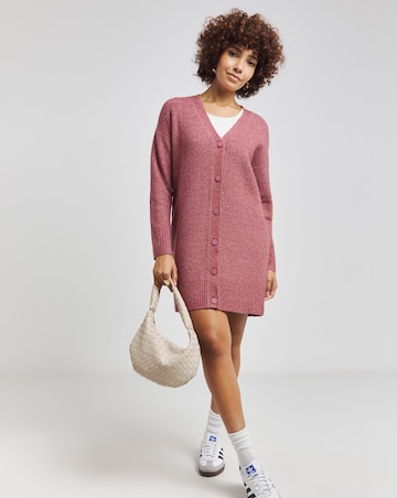 Rose Pink Rib Longline Cardigan