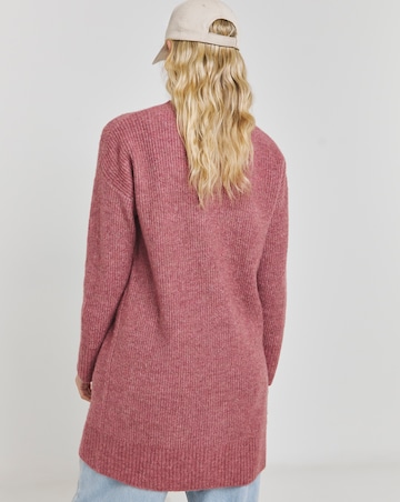 Rose Pink Rib Longline Cardigan