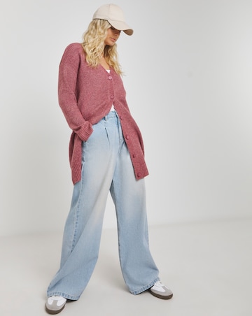 Rose Pink Rib Longline Cardigan