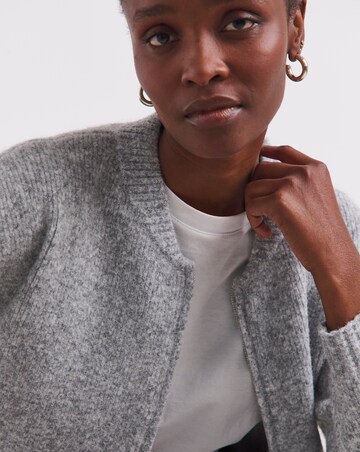 Simply Be Grey Knitted Ribbed Bomber Jacket