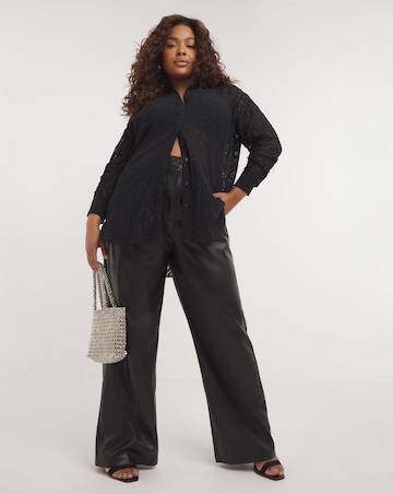 Black Longline Long Sleeve Lace Shirt