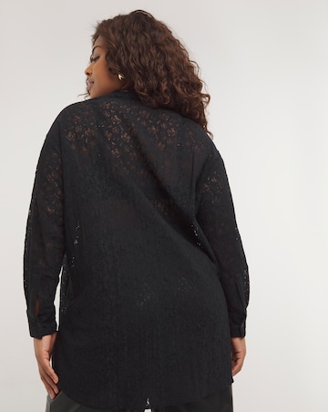 Black Longline Long Sleeve Lace Shirt