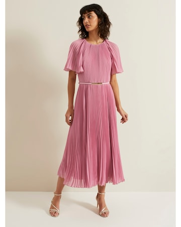 Phase Eight Kathleen Pleated Plain Midi Dress