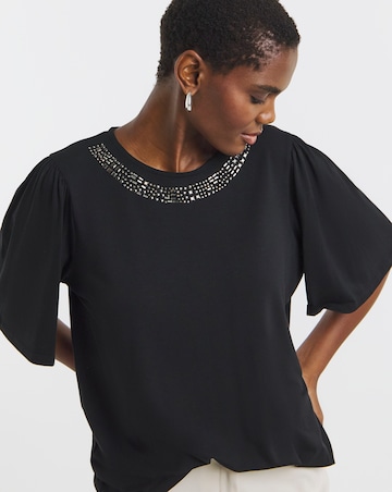 Embellished Trim Half Sleeve Top
