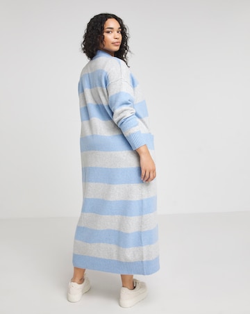 Blue and Grey Stripe Longline Cardigan