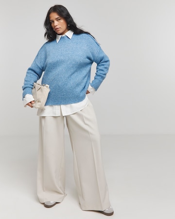 Blue Exposed Seam Mock Neck Jumper
