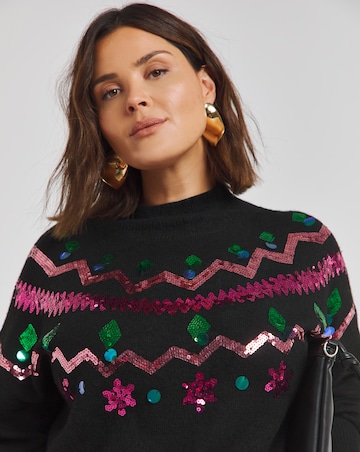 Black Sequin Fair Isle Christmas Jumper