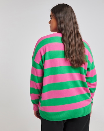Pink And Green Tis The Season Sequin Stripe Christmas Jumper