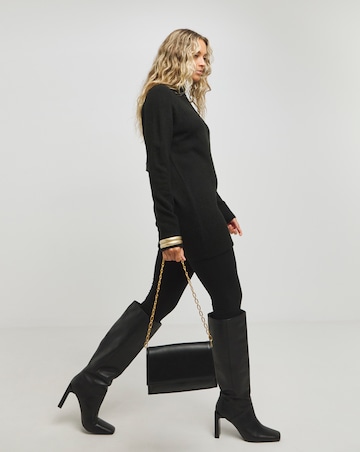 Black Satin Bow Back Longline Jumper
