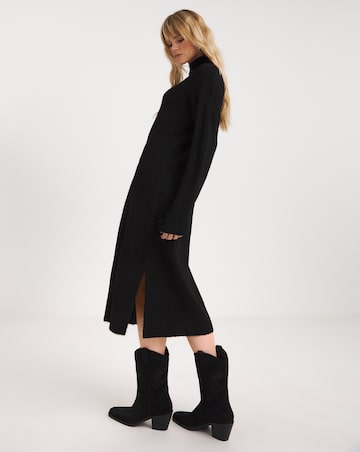 Black High Neck Knitted Midaxi Dress