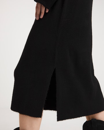 Black High Neck Knitted Midaxi Dress
