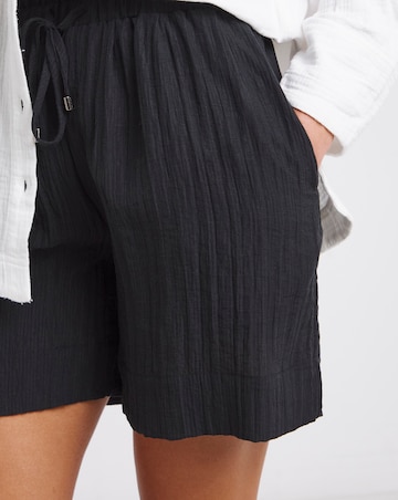 Simply Be Black Tencel Crinkle Shorts