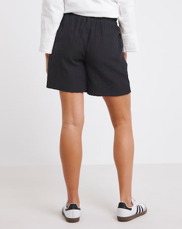 Simply Be Black Tencel Crinkle Shorts