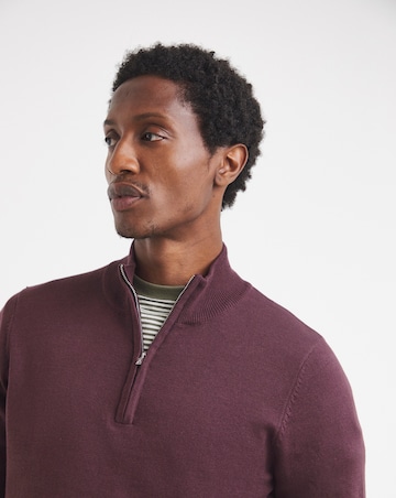 Cotton 1/4 Zip Funnel Knit Top