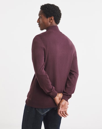 Cotton 1/4 Zip Funnel Knit Top