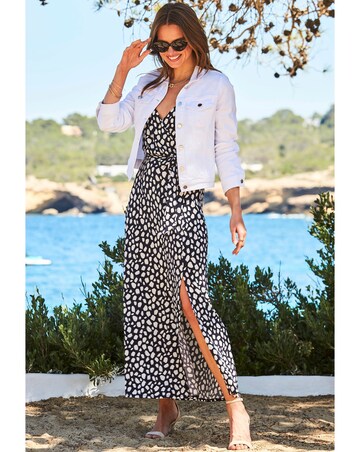 Sosandar Spot Print Split Detail Jersey Maxi Dress