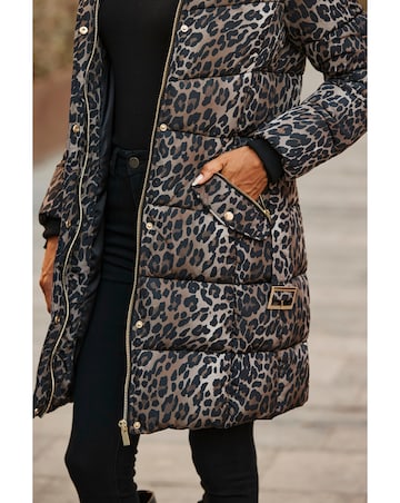 Sosandar Animal Print Padded Coat