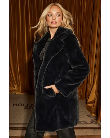 Sosandar Mid Length Luxe Faux Fur Coat