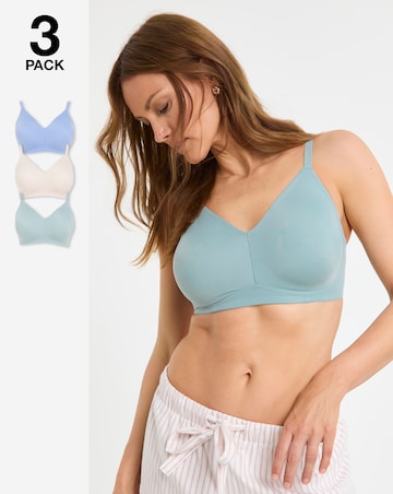 Pretty Secrets (3 Pack) Claire Micro Moulded Full Cup Non Wired Bras (B-E) Blue