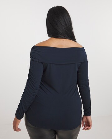 Navy Ruched Off The Shoulder Top