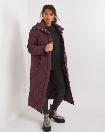 Plum Diamond Padded Duvet Coat
