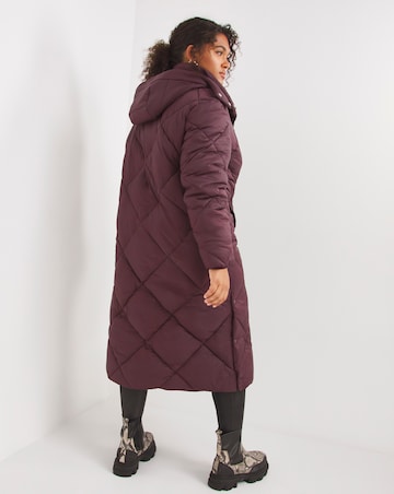 Plum Diamond Padded Duvet Coat