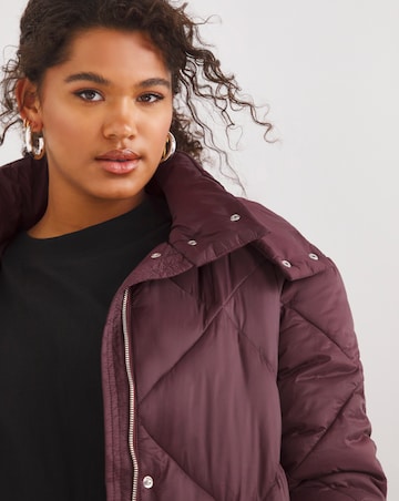 Plum Diamond Padded Duvet Coat