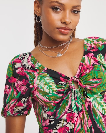 Tropical Print Luxe Jersey Top