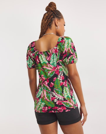 Tropical Print Luxe Jersey Top