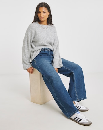 Mid Wash Tie Waist Jogger Jeans