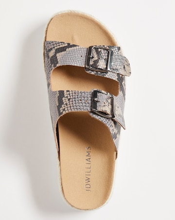 Leather Twin Buckle Sandal E Fit