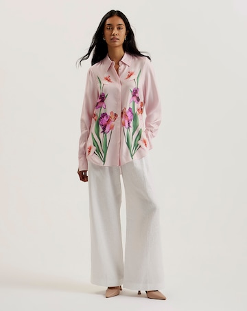 Ted Baker Danube Printed Longline Shirt With Pocket