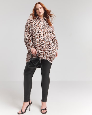 Flounce London Satin Leopard Print Longline Shirt
