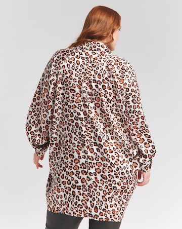 Flounce London Satin Leopard Print Longline Shirt