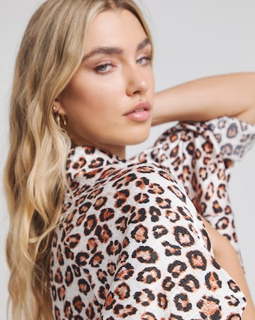 Flounce London Satin Leopard Print Longline Shirt