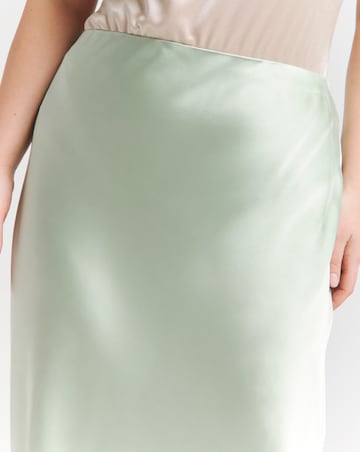 Flounce London Sage Green Heavy Satin Slip Maxi Skirt
