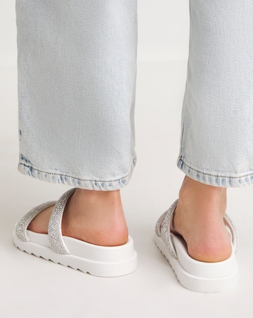 Kitty Diamante Slider Mule Sandals Extra Wide EEE Fit