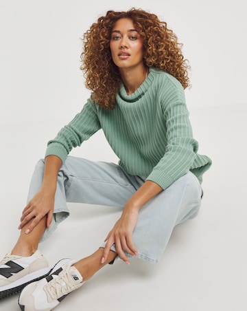 Wide Rib Funnel Neck Jumper