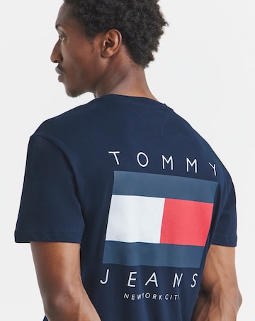 Tommy Jeans Short Sleeve Flag Backprint T-Shirt - Navy