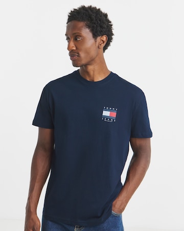 Tommy Jeans Short Sleeve Flag Backprint T-Shirt - Navy