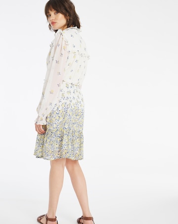 Floral High Neck Ruffle Trim Dress