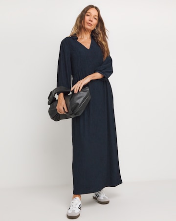 Textured Jersey Collared Midi Dress